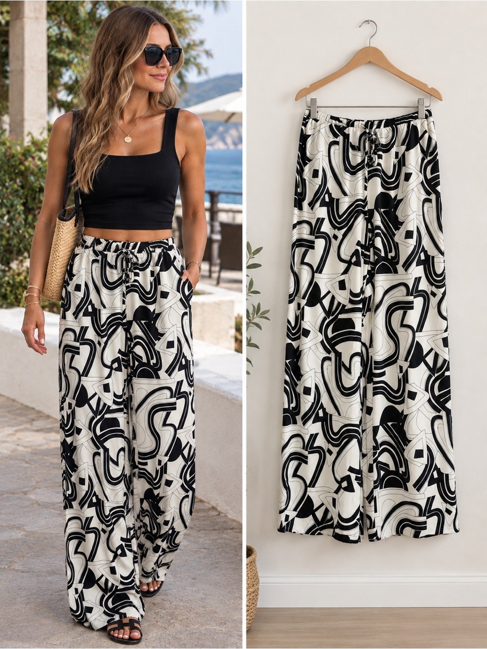 DISSH Layton Cream Viscose Wide Leg Pants